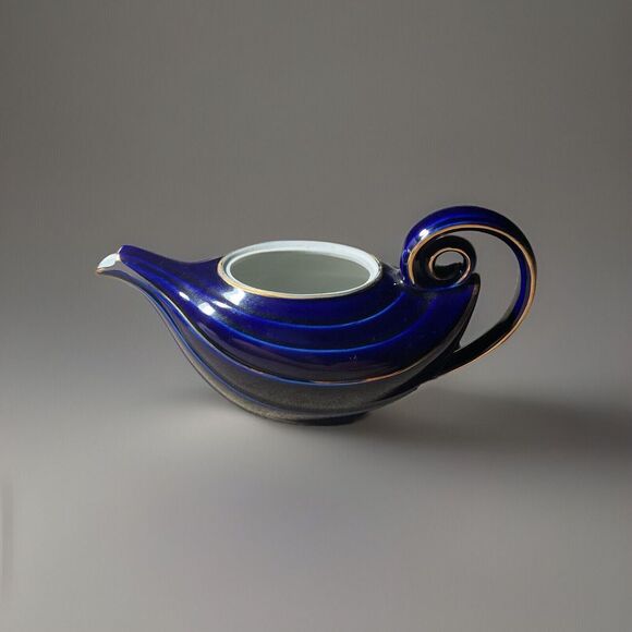 Other - Vintage Hall Aladdin‎ Teapot Cobalt blue & gold trim #0663 USA Porcelain NO CUP